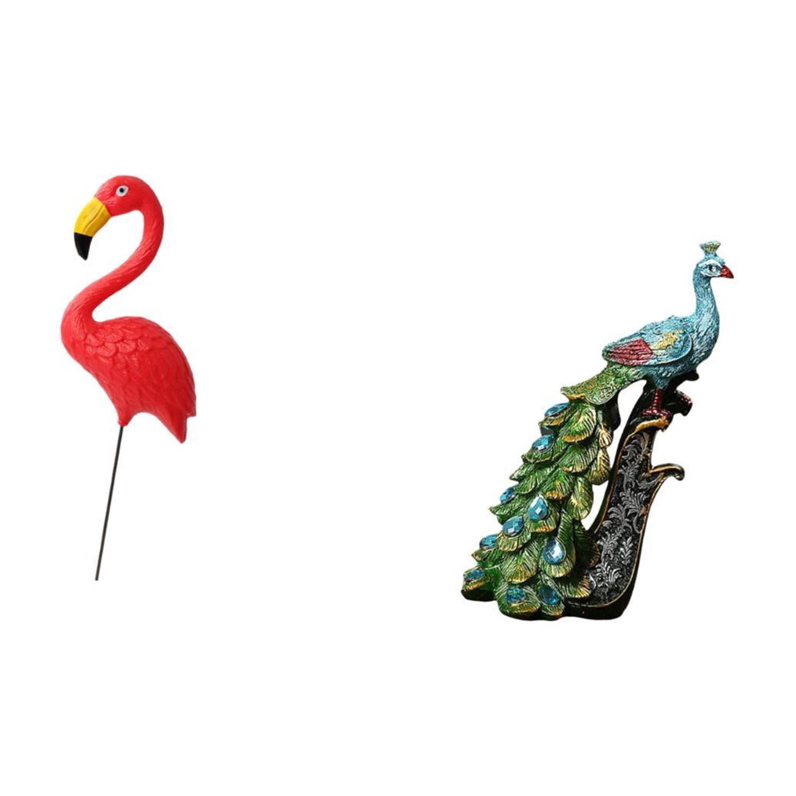 Miulika Bird Peacock Statue Figurine Yard Art Ornament Backyard Fairy Garden Accessories Flamingo Garden Stake Sculpture Animal Collection Elegant Tabletop Ornament for Holiday Spring Bedroom