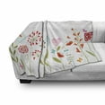 thumbnail image 3 of Flower Soft Flannel Fleece Throw Blanket, Romantic Design with Flowers Hearts Birds and Leaves Stripes Lines Artwork Print, Cozy Plush for Indoor and Outdoor Use, 70" x 90", Multicolor, by Ambesonne, 3 of 6