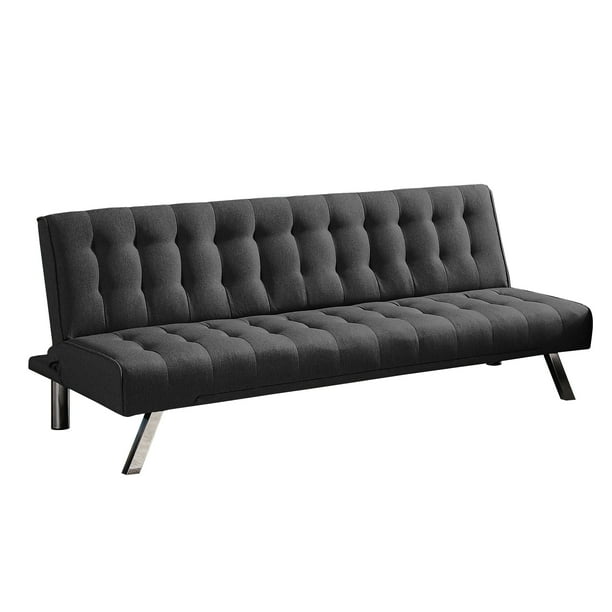 Twin Size Futon Sofa Bed With Tufted Upholstered Convertible Armless Sleeper Couch 3 Adjustable Angle For Studio Apartment Black Com Twin Size Futon Sofa Bed With Tufted, Tufted Upholstered Futon Sofa Bed