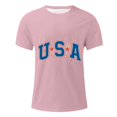 thumbnail image 4 of Wyobmus Mens Usa Shirt American Flag Short Sleeve T-Shirt Crew Neck Loose 4Th Of July Patriotic Tees Blouses A-Pink, 4 of 5