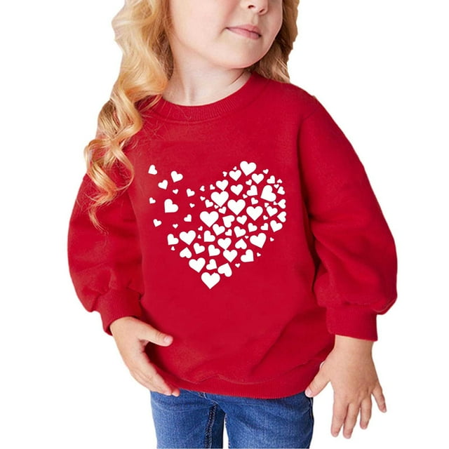2025 2-10Y Toddler Child Fall and Winter Pullover Tops Middle Big Girls Solid Color Long Sleeve Sweatshirt Red
