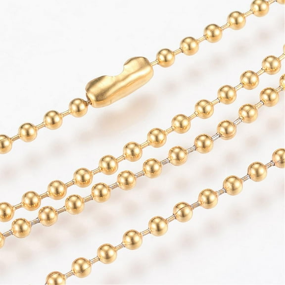 12pc 304 Stainless Steel Ball Chain Necklace Golden 23.6 inch(60cm)x2.3mm