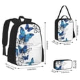thumbnail image 4 of Naloa Blue Flying Butterflies Print Large Capacity Backpack Lunch Bag Pencil Case Combination 3 Piece Set for Student, 4 of 8