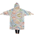 thumbnail image 2 of Oversized Wearable Blanket Hoodie,Multicolor Paisley Pattern Sherpa Blanket Hoodie with Super Pockets,Super Warm Fuzzy Pullover for Women & Men, 2 of 6