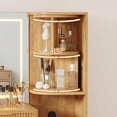 thumbnail image 3 of 41.7" Fluted Rotating Makeup Vanity Table with Glass Top, 4 Drawers, LED Mirror with 3 Light Modes & USB Charging Station, Makeup Desk for Bedroom (Natural, 3 of 7