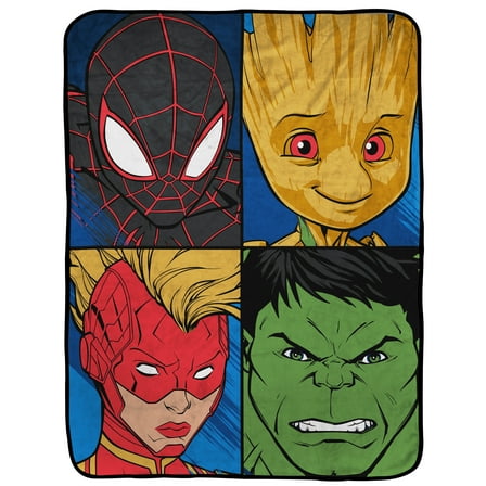 Avengers Kids Throw, 46 x 60, Microfiber, Blue, Marvel