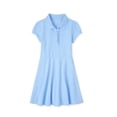 thumbnail image 5 of Girls Uniform Polo Dress Toddler Button Callor Short Sleeve Solid Tennis Dress A-Line Athletic Dresses for Kids,Sky Blue,110, 5 of 10