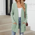 thumbnail image 2 of BOBOGOJP Women's Fall Fashion Cardigan Sweater Lightweight Open Front Long Casual Outfits with Pockets Light Green for Size XXL, 2 of 7