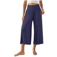 thumbnail image 3 of Lovzfmll Joggers Pants women 2024! Women's Wide Leg Cropped Pants with Pockets Light Weight Comfy Casual Pajama Pants Navy B M, 3 of 8