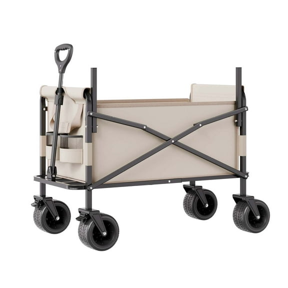 Wqmh 3-in-1 550lbs/220L Large Collapsible Folding Wagon, Convert to Bench, Foldable Beach Wagon with Wheels for Sand, Outdoor Utility Wagon for Groceries, Camping, Sports, Shopping