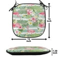 thumbnail image 5 of Flamingo Chair Seating Cushion, Flamingos with Exotic Hawaiian Leaves Flowers on Striped Vintage Background, Soft Seat Pads for Office with Anti-slip Backing, 16"x16", Green Pink White, by Ambesonne, 5 of 7