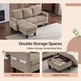 thumbnail image 5 of Ktaxon Convertible Sectional Sofa, L Shaped Couch with Storage Ottoman, Corduroy 3-Seater Couch for Small Space Living Room Khaki, 5 of 8