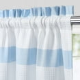 thumbnail image 2 of Haperlare 30"W x 36"L Striped Kitchen Curtain Waffle Weave Textured Blackout Cafe Curtains Half Window Treatment Set, Blue, 2 Panels, 2 of 7
