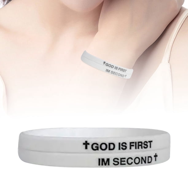 God Is The First Bracelet I Am The Second Pulsera de caucho Pulsera motivacional para hombres y mujeres