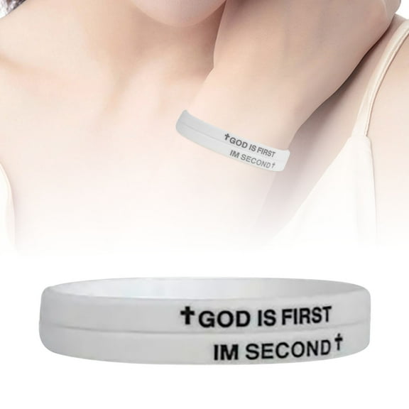 Bmisegm God Is The First Bracelet I Am The Second Rubber Bracelet Bracelet Men's and Women's Motivational Bracelet Bracelets D