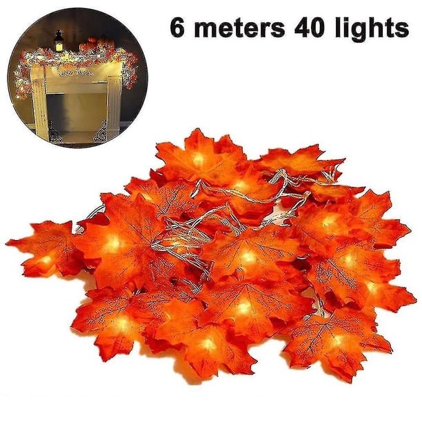 Cadena de luces Luz de hoja de arce Centelleo Decoraciones de iluminación colgantes Compatible con jardín interior al aire libre Navidad Fiesta de Navidad de Acción de Gracias