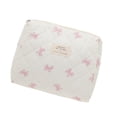 thumbnail image 4 of Unique Bargains 1 Piece Bow Quilting Makeup Bag with Smooth Zipper White, Pink, 4 of 5