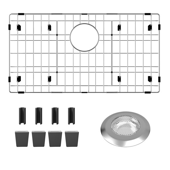 Protectores De Fregadero Para Fregadero De Cocina Protector De Fregadero De Acero Inoxidable De 26-1/8"" X 14-1/8"" Con Orificio De Drenaje Trasero Rejilla Para Fregadero Para La Parte Inferior Del Fr