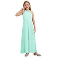 thumbnail image 1 of TiaoBug Girls Round Collar Sleeveless Pleated Beading Rhinestone Jumpsuit - High Waist Wide Leg for Party Green 8, 1 of 5