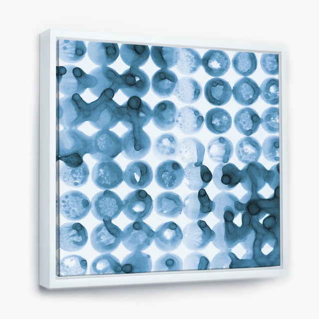 Indigo watercolor geometrical VI - Contemporary Framed Canvas
