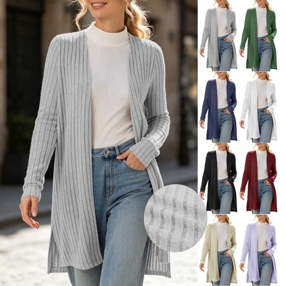 AGWOLF Cardigan Sweaters for Women Long Sleeve Open Front Lightweight Cardigans Loose Fit Long Cardigans for Women Soft Casual Coats for Work and Office XXL