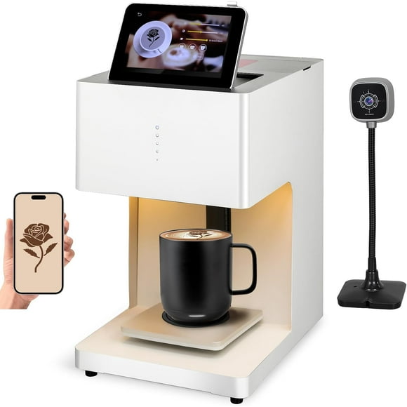 "LAMP" - Latte Art Master Printer. Auto Coffee Latte Art Maker, Smart Food Printer on Coffee/Beverage Foam & Desserts for Cafe Office Hotel Party & Event. 600DPI Wi-Fi Selfie DIY Custom Designs