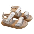 thumbnail image 1 of Xfvqtps Kids Girls Summer Sandals Open Toe Hook and Loop Soft Thick Sole Flats Shoes, 1 of 8