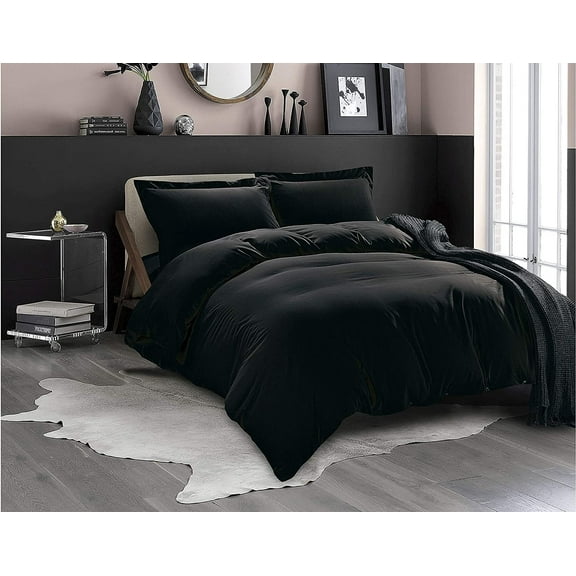 1500 Collection 3pc Duvet Cover Set with Pillow Shams , Queen, Solid Print