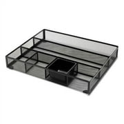 Universal UNV20021 15 in. x 11.88 in. x 2.5 in. 6 Compartments Metal Mesh Drawer Organizer - Black
