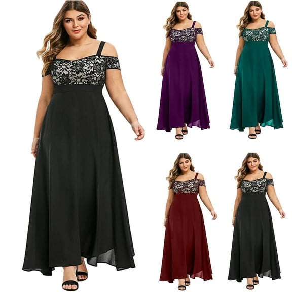 Feancey Plus Size Mother of the Bride Dresses for Women Lace Cold Shoulder Strap Maxi Dress Dressy Elegant Wedding Guest Dresses 2025 Evening Party Dress Daily Sales