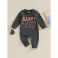 thumbnail image 2 of Cenuakty Baby Boys Girls Sweatshirts Rompers Letter Print Crew Neck Long Sleeve Infant Jumpsuits Fall Toddler Clothes Bodysuits, 2 of 8