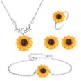 thumbnail image 2 of juegos de moda creativa chapada en oro perla hoja girasol colgante collar girasol pulsera pendientes anillo conjunto para mujer joyería Sincero Hogar, 2 of 6