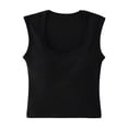 thumbnail image 2 of YMNXA Childrens Girls Tank Top Sleeveless Square Neck Solid Color Summer Fashion Basic Ribbed Knit Comfortable Crop Top For Daily Wear,Black,13 years, 2 of 4
