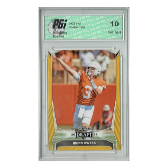Quinn Ewers 2023 Leaf Football #28 Gold SP Texas Rookie Card PGI 10