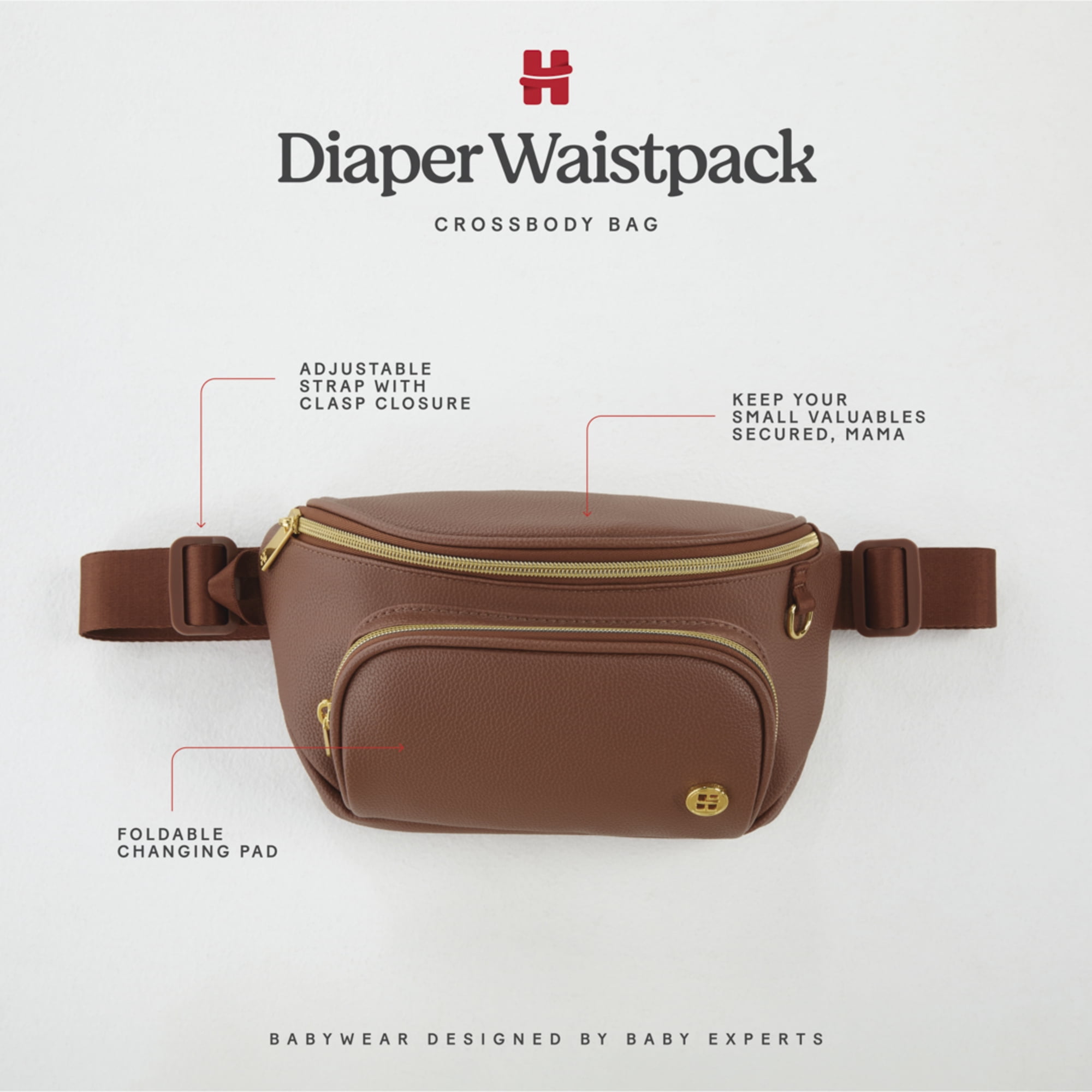 Huggies Cross Body Diaper Bag, Cognac