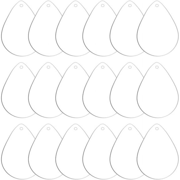 DIY 50Pcs Acrylic Charm Blanks Clear Disc Ornaments Bulk Transparent Unfinished Teardrop Water Drop Blank Hanging ornament Charms with Hole for Keychain Bags Chain Decoration DIY Crafts Supplies