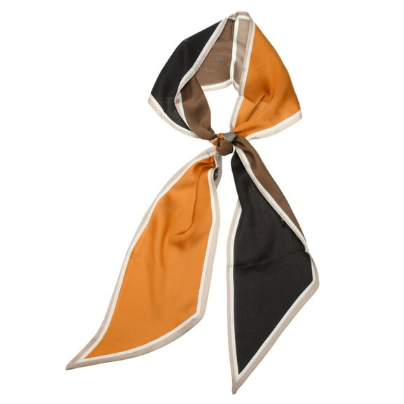 Fashion Scarves for Women, Silky Satin Head Scarf 59" x 5", Orange Gray Black