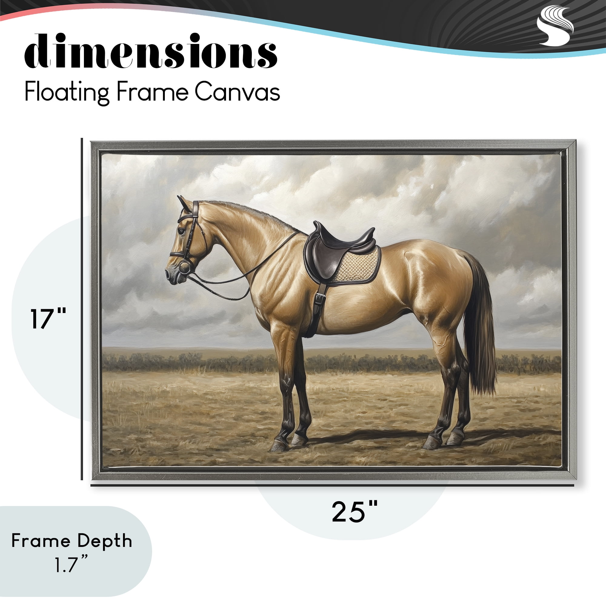 Stupell Industries Shiny Mare Saddled Up Gray Framed Floater Canvas Wall Art, design by Petal Prints Design