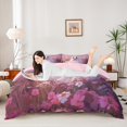 thumbnail image 2 of Homewish Dreamy Floral Halloween Ghost Duvet Cover Queen,Pink Bow Daisy Wildflower Print Queen Bedding,Pink Reversible,3pcs,1 Duvet Cover and 2 Pillowcases, 2 of 5