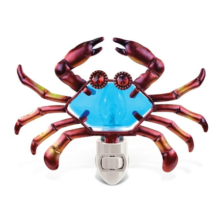 UPC: 0184499096000 | Puzzled Glass Art LED Night Light Energy Efficient Plug In Decorative Socket Lamp Manual On & Off Portable Lights for Stairway Bedroom Bathroom Nursery Home Accessory & Kitchen Decor – Crab