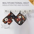 thumbnail image 4 of Yayeee Oven Mitts and Pot Holder Set of 2 Heat Resistant Kitchen Gloves Baking Hot Pad, Red Flowers Pattern, 4 of 5
