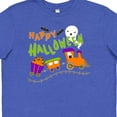 thumbnail image 4 of Inktastic Happy Halloween- Train with Pumpkins, Bats, Cat,and Ghost Youth T-Shirt, 4 of 5