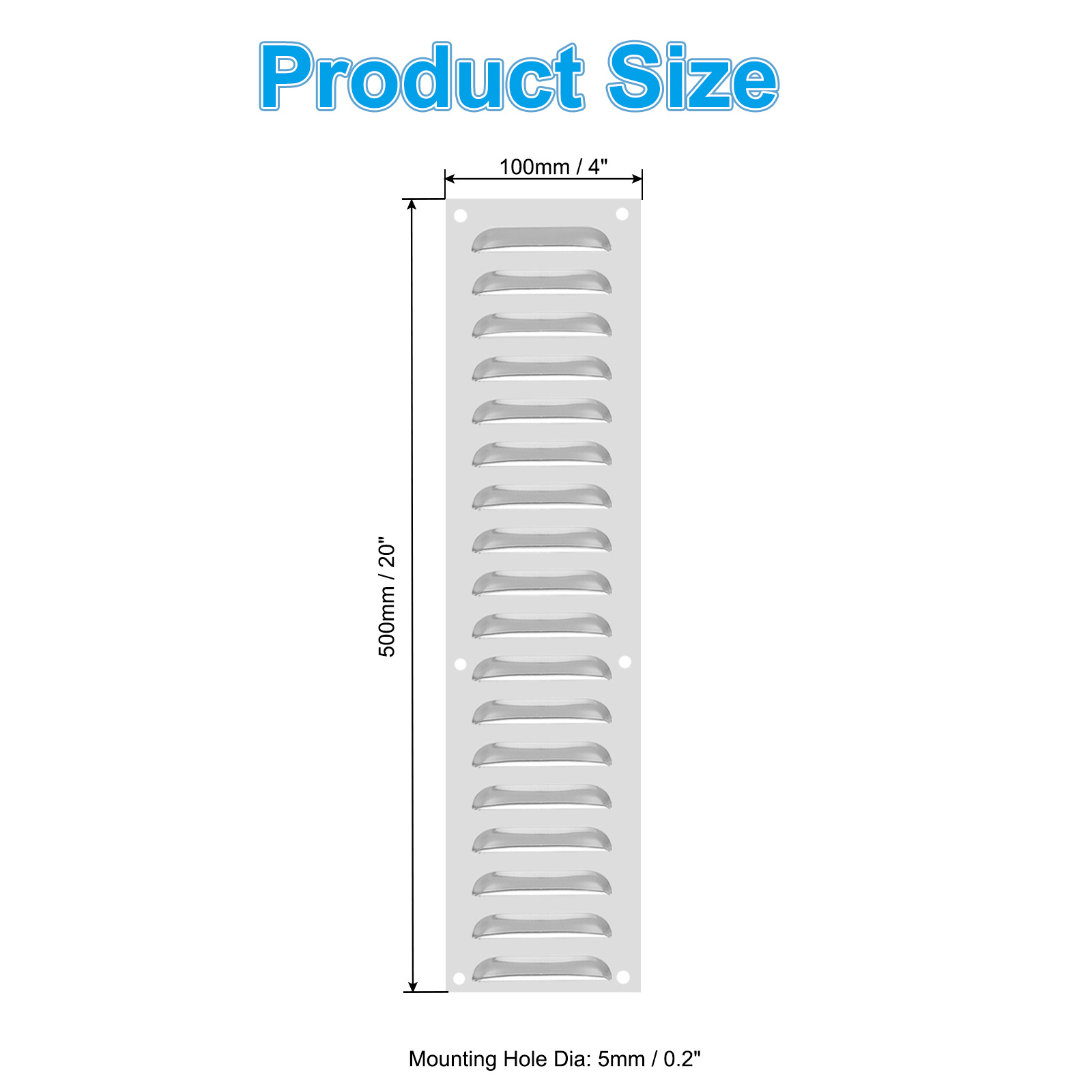 Uxcell 4 x 20 Inch Aluminum Vent Cover, Air Grille Ventilation Cover HVAC Louvered Grill, Silver Tone