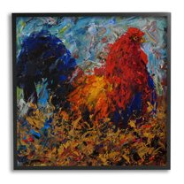 Stupell Industries Impressionist Rooster Modern Portrait Painting Black Framed Art Print Wall Art, Design by Joseph Marshal Foster