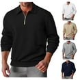 thumbnail image 1 of UVEASISHA Chandail à Fermeture à Glissière 1/4 pour Hommes Coupe Régulière Chandails en Molleton Légers en Tricot Automne Manches Longues Chandail à Col Rabattu Hauts Pulls Décontractés Doux Tricotés Soldes Aujourd'hui Blanc m, 1 of 10