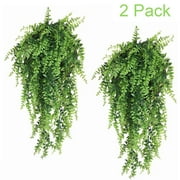 2pcs Artificial Boston Fern Plants Vines Persian Greenery Fake Hanging Plant Faux Rattan Garland