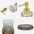 thumbnail image 5 of 5 Pieces Bathroom Accessories Set, 5 Pcs Bathroom Sets with Ceramic Soap Dispenser Pump, Tumbler, Toothbrush Holder and Soap Dish for Counter Top Restroom Apartment Decor Stuff, Black Gold, 5 of 8