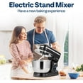 thumbnail image 3 of SPECSTAR 4.75 Quart Stand Mixer, 8 Speed Kitchen Electric Food Mixer, Household Stand Mixer for Baking, Cake, Bread with Beater, Dough Hook, Wire Whip and Egg Separator, Black, 3 of 9