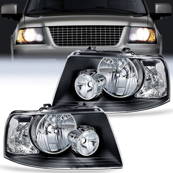 Nilight Headlight Assembly Compatible with 2003 2004 2005 2006 Ford Expedition Headlamps Replacement Black Housing Clear Reflector Clear Lens Driver and Passenger Side, 2 Years Warranty