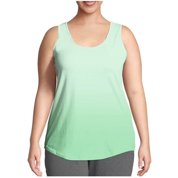 WRKEKC Summer Tank Tops for Women Gradient Print Crew Neck Plus Size Sleeveless Casual Tank Loose Fit Lightweight